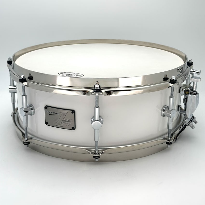 Used Canopus Limited Edition 1ply Soft Maple Snare Drum 14x5.5 Solid White Lacquer - Excellent - Drum Center Of Portsmouth