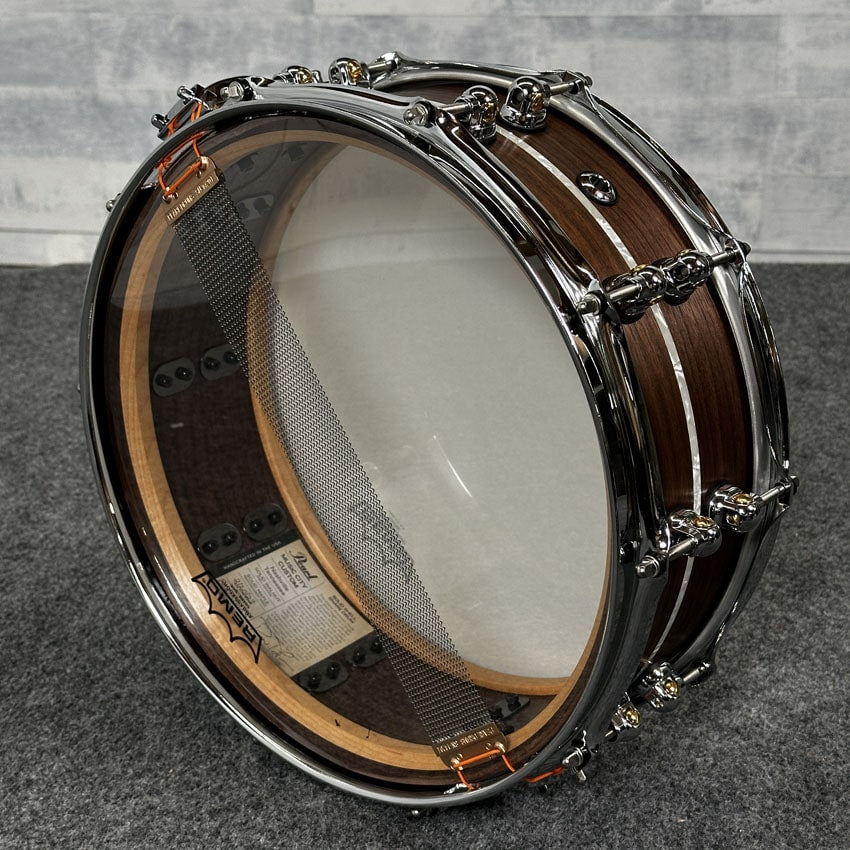 Used Pearl Music City Custom Solid Walnut Snare Drum 14x5 w/Marine Pearl Inlay - Very Good - Drum Center Of Portsmouth