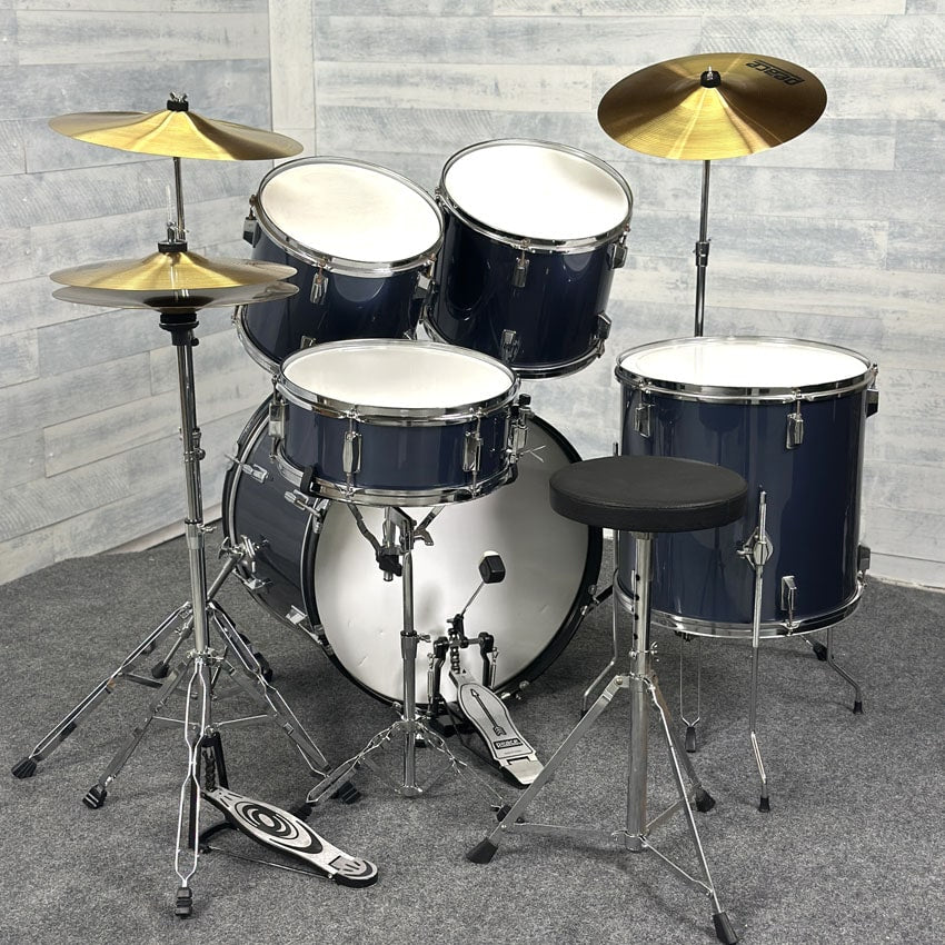 Used Enforcer 5pc Drum Set Compete w/Cymbals & Hw, Blue - Very Good - Drum Center Of Portsmouth