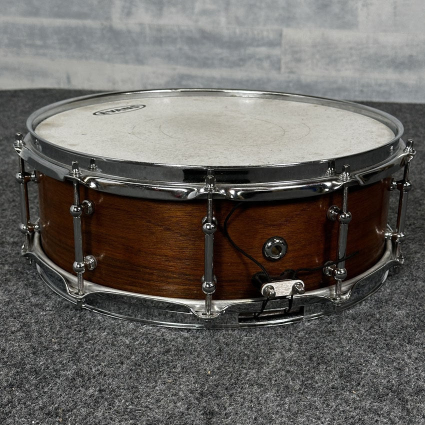 Used Longo Solid Ply Walnut Snare Drum 14x5 Satin Naural - Good - Drum Center Of Portsmouth