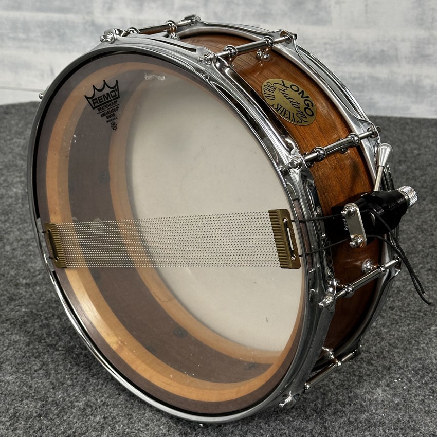 Used Longo Solid Ply Walnut Snare Drum 14x5 Satin Naural - Good - Drum Center Of Portsmouth