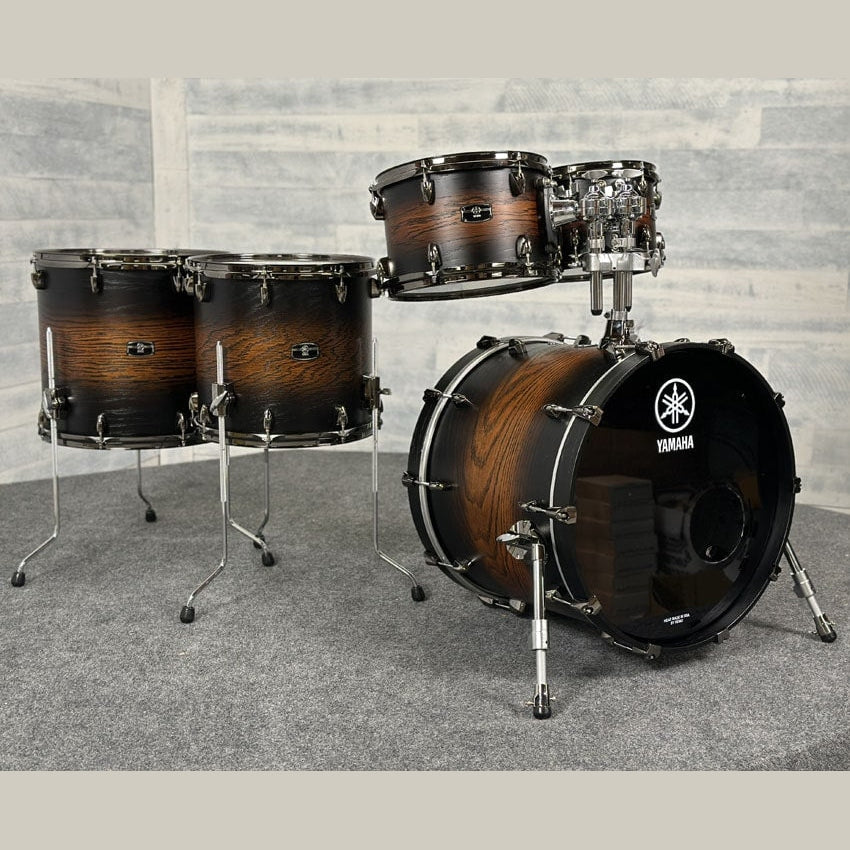 Used Yamaha Live Custom Hybrid Oak 5pc Drum Set Uzu Earth Sunburst - Drum Center Of Portsmouth