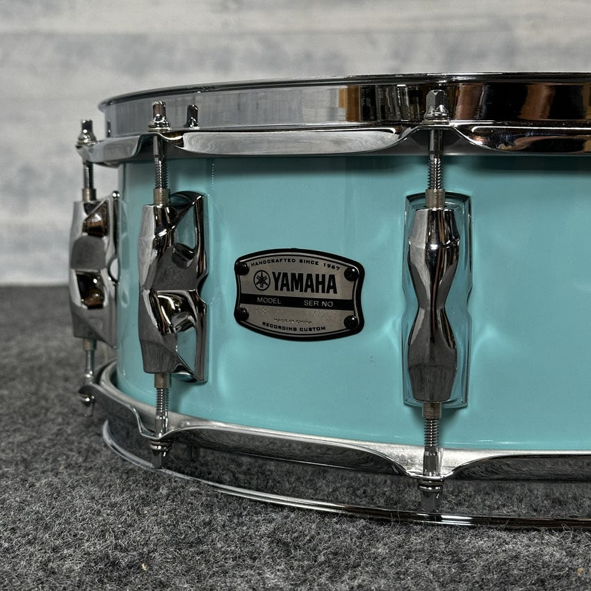 Used Yamaha Recording Custom Snare Drum 14x5.5 Surf Green - Drum Center Of Portsmouth