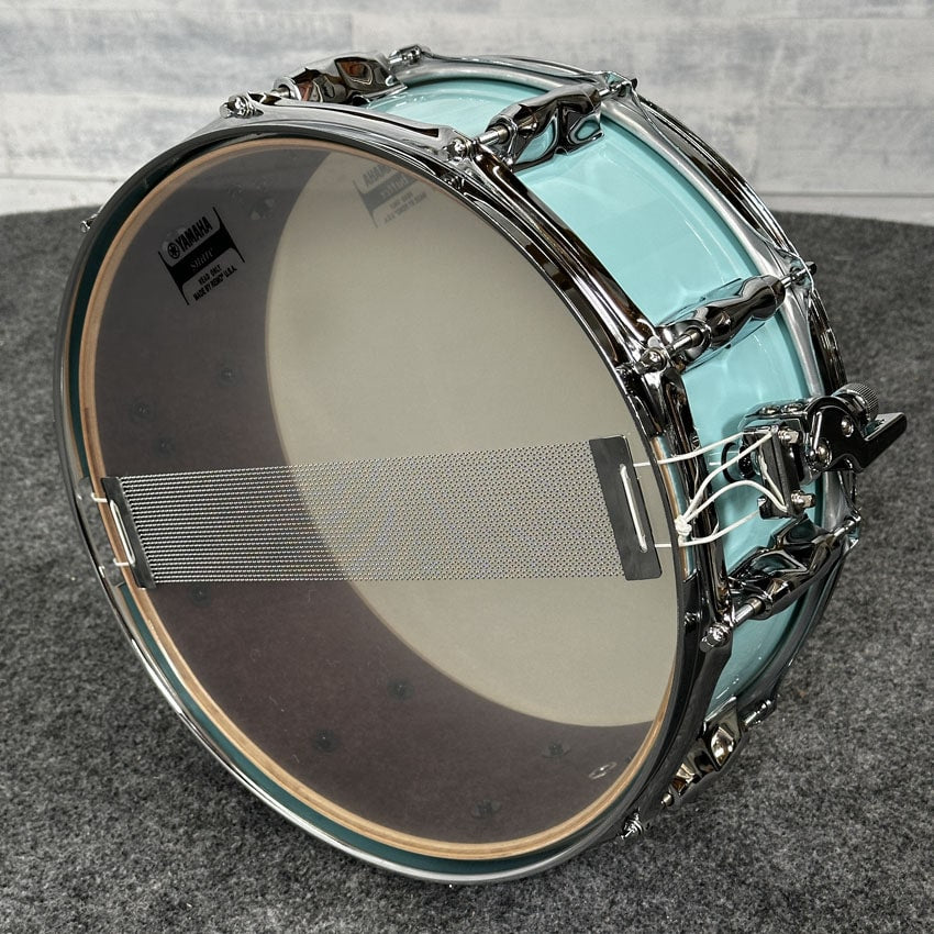 Used Yamaha Recording Custom Snare Drum 14x5.5 Surf Green - Drum Center Of Portsmouth