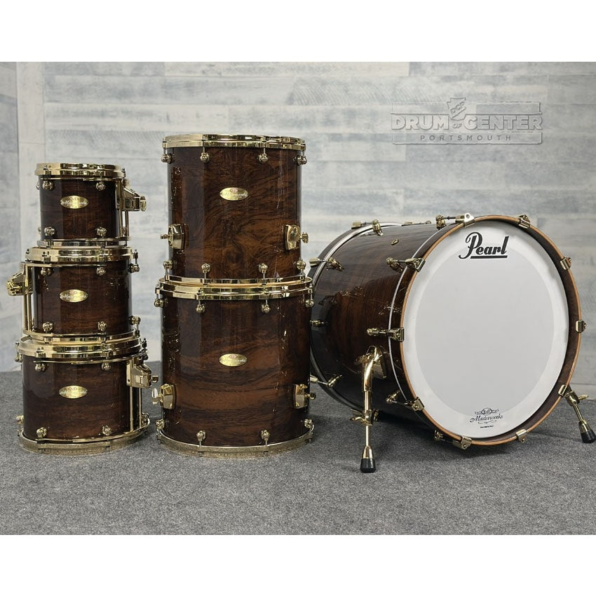 Pearl Masterworks Artisan 6pc Drum Set Natural Gloss Imbuia w/Gold Hw - Drum Center Of Portsmouth
