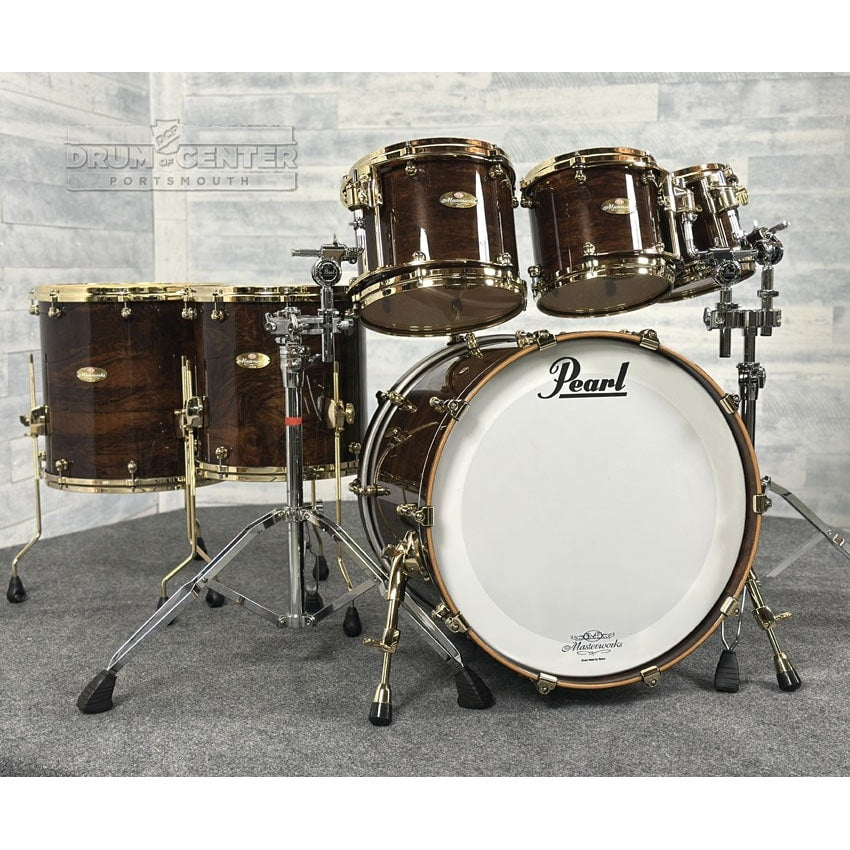 Pearl Masterworks Artisan 6pc Drum Set Natural Gloss Imbuia w/Gold Hw - Drum Center Of Portsmouth