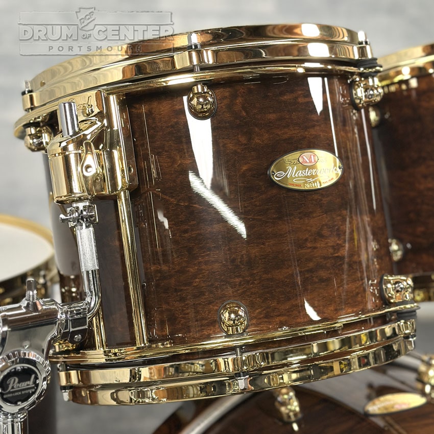 Pearl Masterworks Artisan 6pc Drum Set Natural Gloss Imbuia w/Gold Hw - Drum Center Of Portsmouth