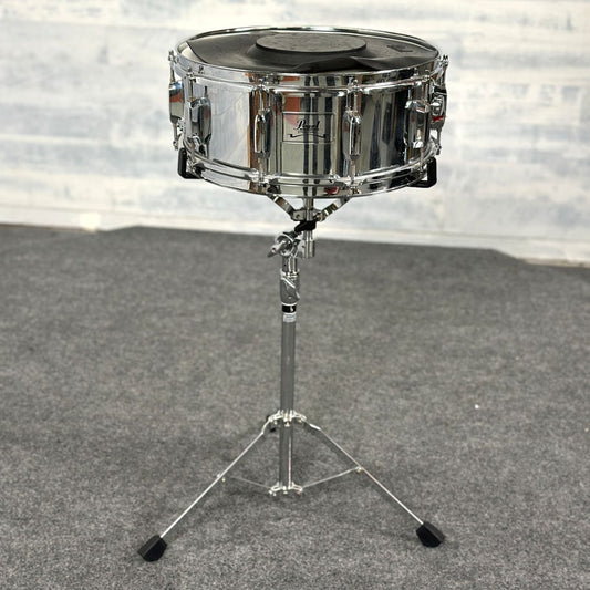 Used Pearl Student Steel Snare Drum 14x6.5 w/Rolling Bag & Stand - Good - Drum Center Of Portsmouth