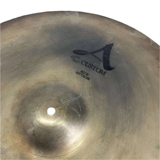 Used Zildjian A Custom Ride Cymbal 20" - Fair - Drum Center Of Portsmouth