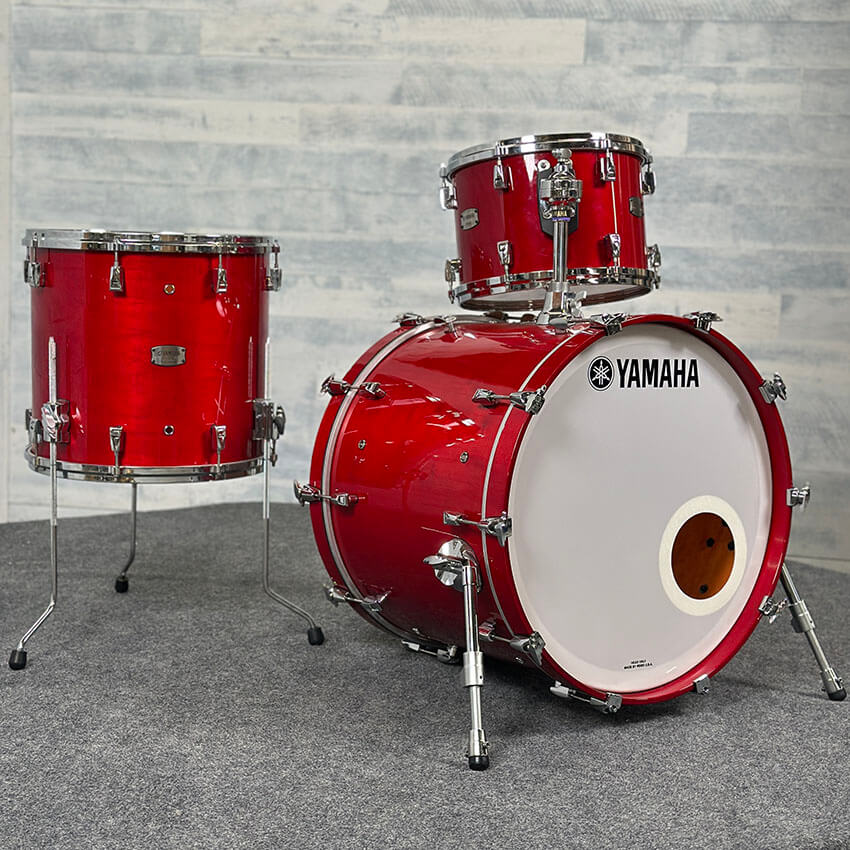 Used Yamaha Absolute Hybrid Maple 3pc Drum Set Red Autumn - Good - Drum Center Of Portsmouth