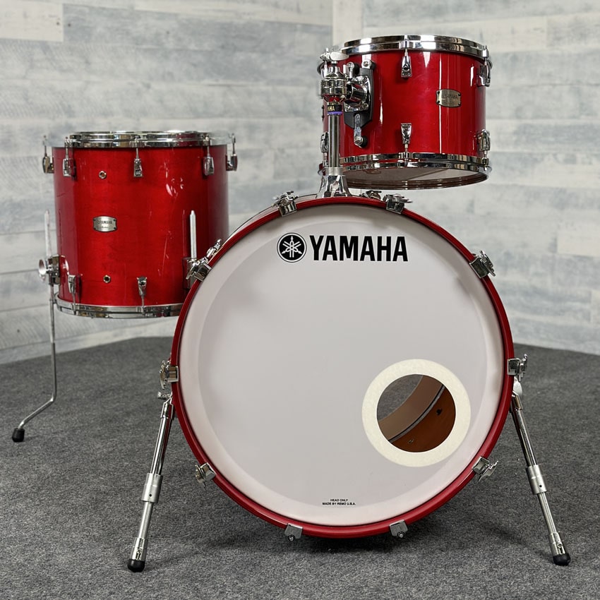 Used Yamaha Absolute Hybrid Maple 3pc Drum Set Red Autumn - Good - Drum Center Of Portsmouth
