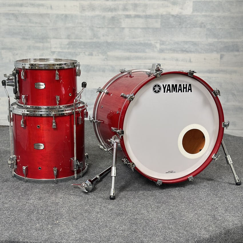 Used Yamaha Absolute Hybrid Maple 3pc Drum Set Red Autumn - Good - Drum Center Of Portsmouth