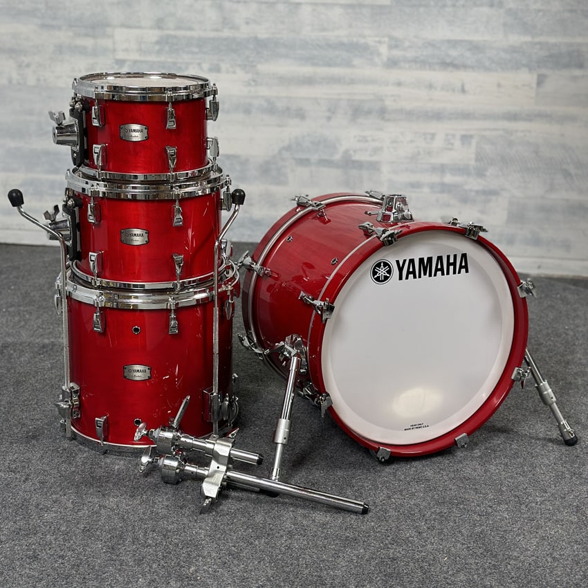 Used Yamaha Absolute Hybrid Maple 4pc Drum Set Red Autumn - Good - Drum Center Of Portsmouth