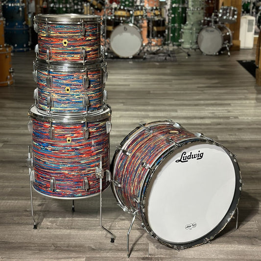 Used Vintage Ludwig 4pc Drum Set Psychedelic Red - Fair - Drum Center Of Portsmouth