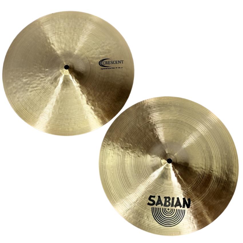 Used Sabian Crescent Hammertone Hi Hat Cymbals 14" - Excellent - Drum Center Of Portsmouth