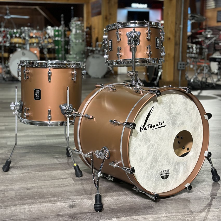 Used Sonor SQ1 3pc Drum Set Satin Copper Brown - Good - Drum Center Of Portsmouth