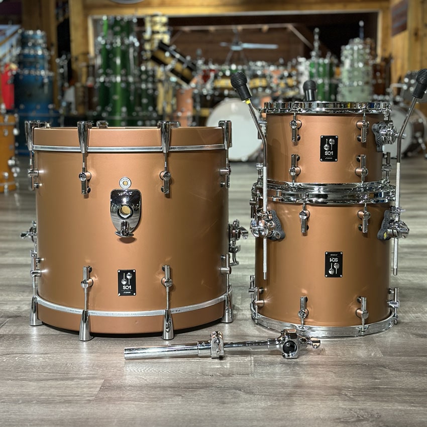 Used Sonor SQ1 3pc Drum Set Satin Copper Brown - Good - Drum Center Of Portsmouth
