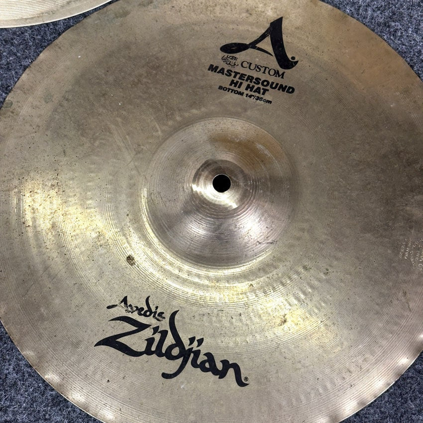 Used Zildjian A Custom Mastersound Hi Hat Cymbals 14" - Fair - Drum Center Of Portsmouth