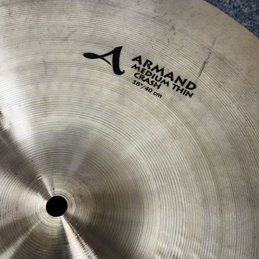 Used Zildjian A Armand Medium Thin Crash Cymbal 16" - Good - Drum Center Of Portsmouth
