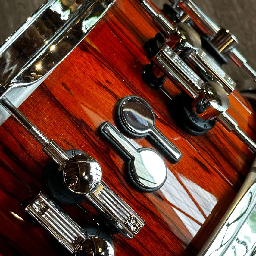 Used Sonor SQ2 Vintage Maple Snare Drum 14x6.5 Red Over African Marble - Excellent - Drum Center Of Portsmouth