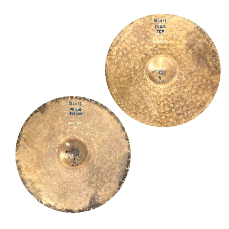 Used Bosphorus Black Pearl Hi Hat Cymbals 15" - Good - Drum Center Of Portsmouth