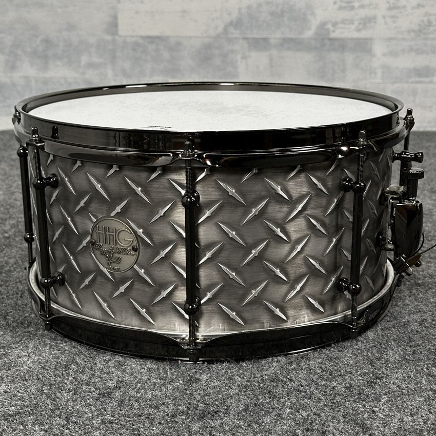Used HHG Diamond Plate Aluminum Snare Drum 14x6.5 - Very Good - Drum Center Of Portsmouth