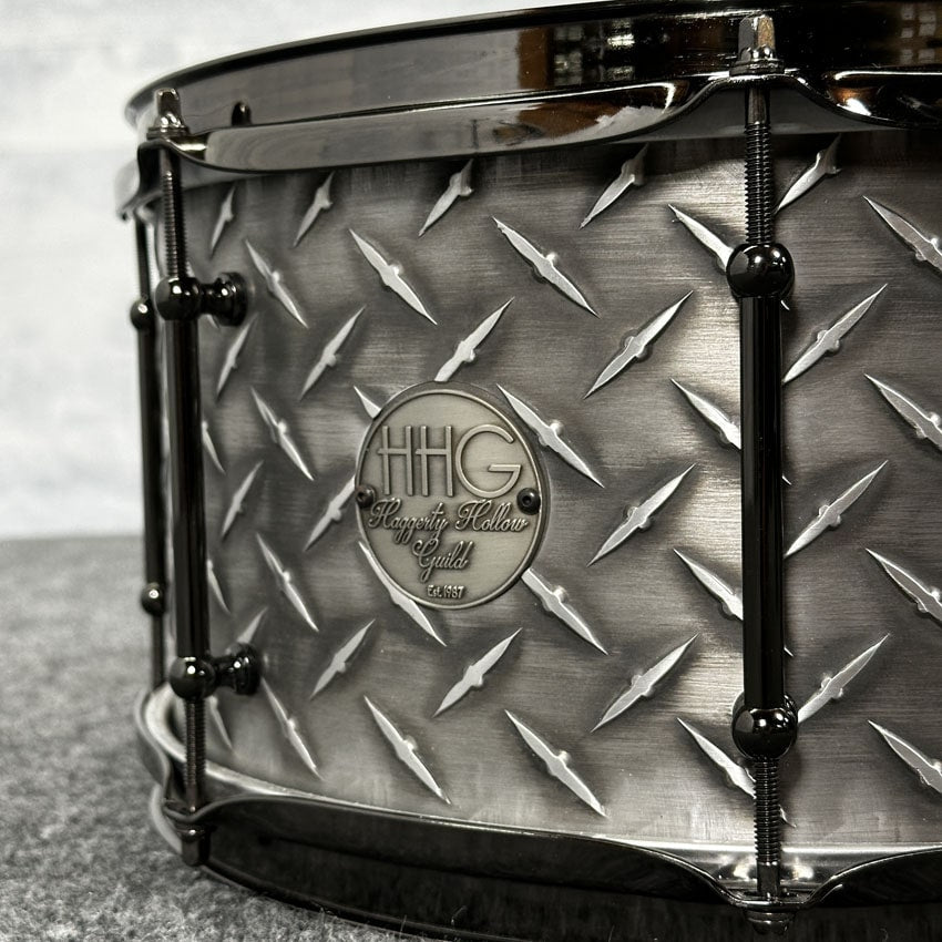 Used HHG Diamond Plate Aluminum Snare Drum 14x6.5 - Very Good - Drum Center Of Portsmouth