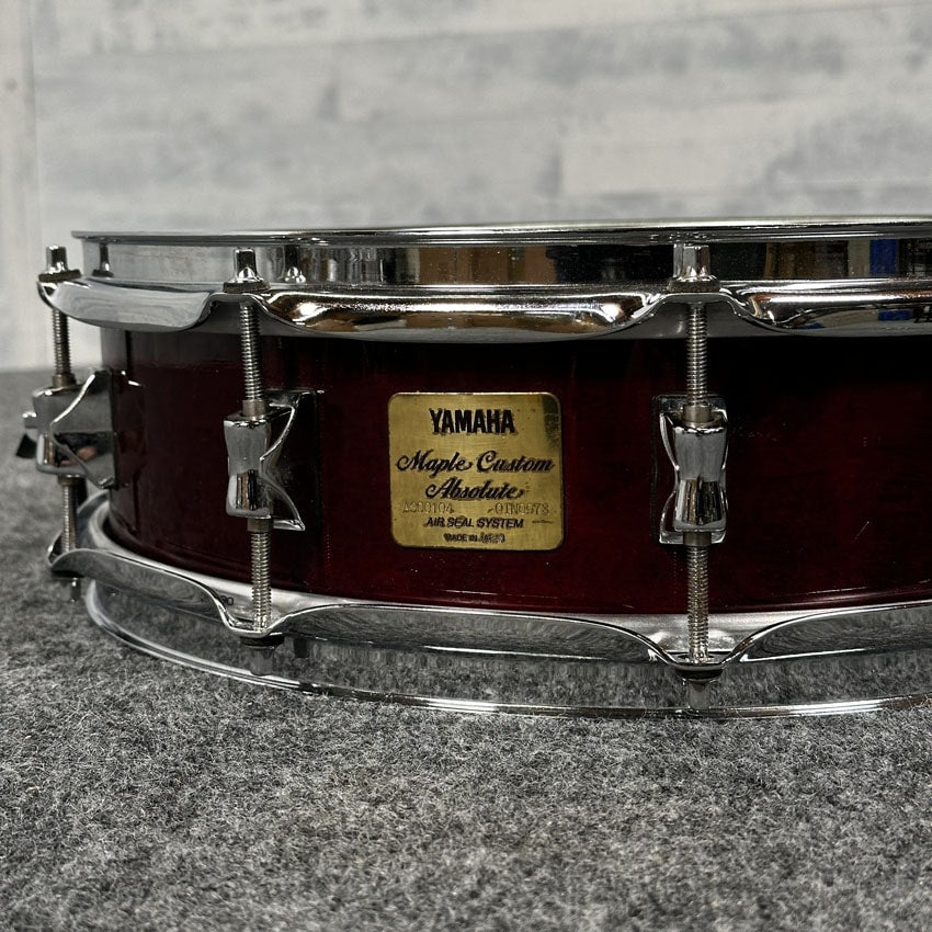 Used Yamaha Maple Custom Absolute Snare Drum 14x4 Red Autumn Gloss - Drum Center Of Portsmouth