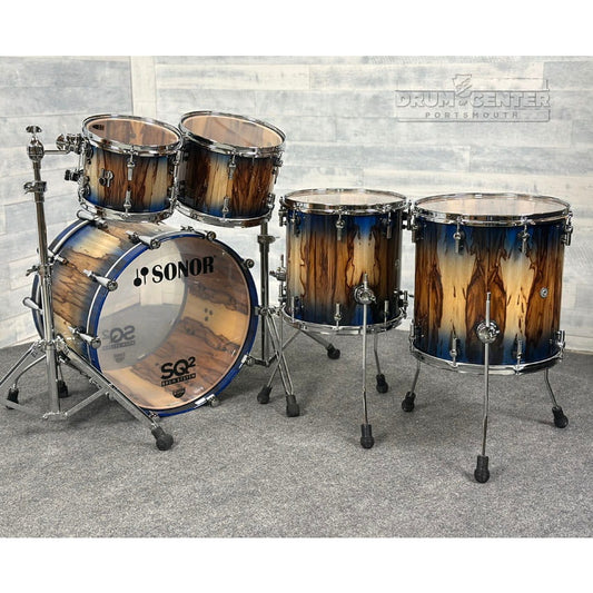 Sonor SQ2 Beech 5pc Drum Set Candy Blue Burst Over African Marble 1058327-2 - Drum Center Of Portsmouth