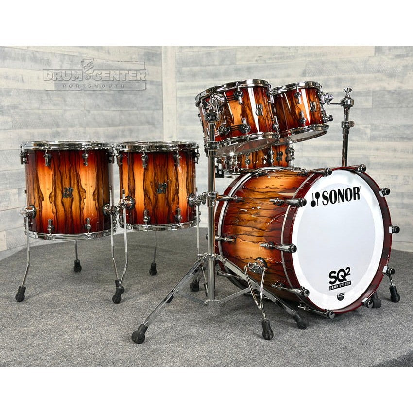 Sonor SQ2 Beech 6pc Drum Set Candy Red Burst Over African Marble - Drum Center Of Portsmouth