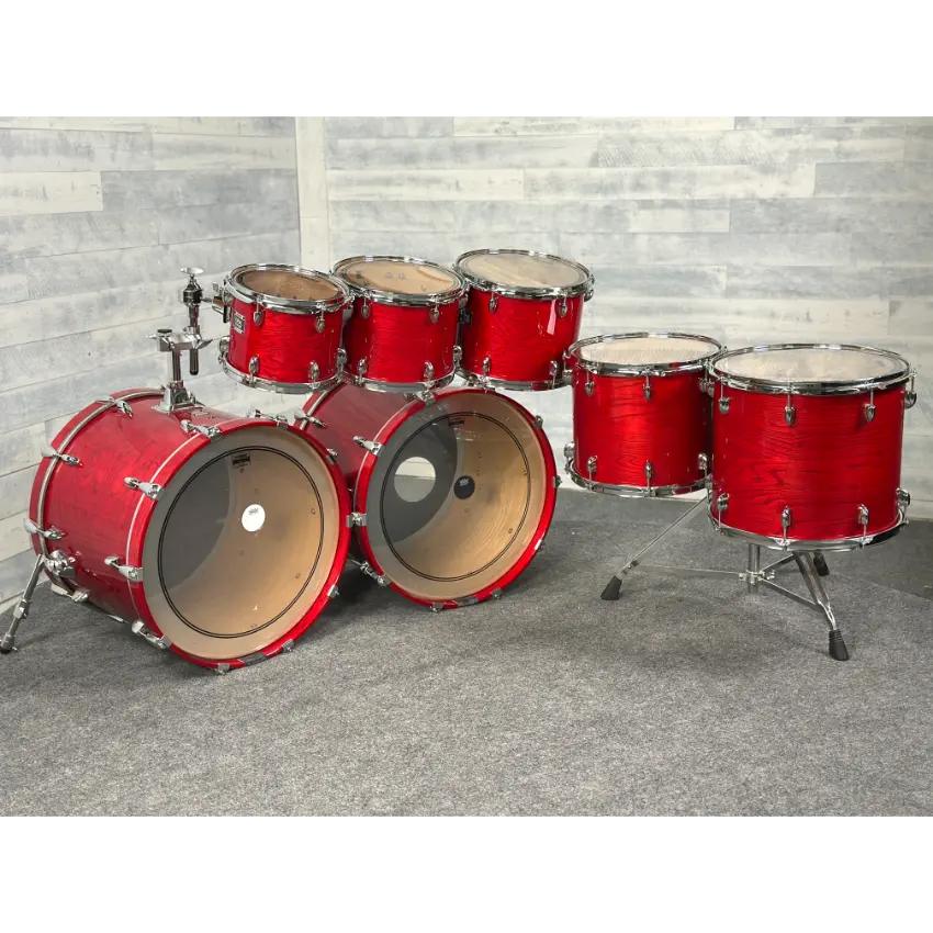Used Yamaha Oak Custom 7pc Drum Set Red Gloss - Very Good - Drum Center Of Portsmouth