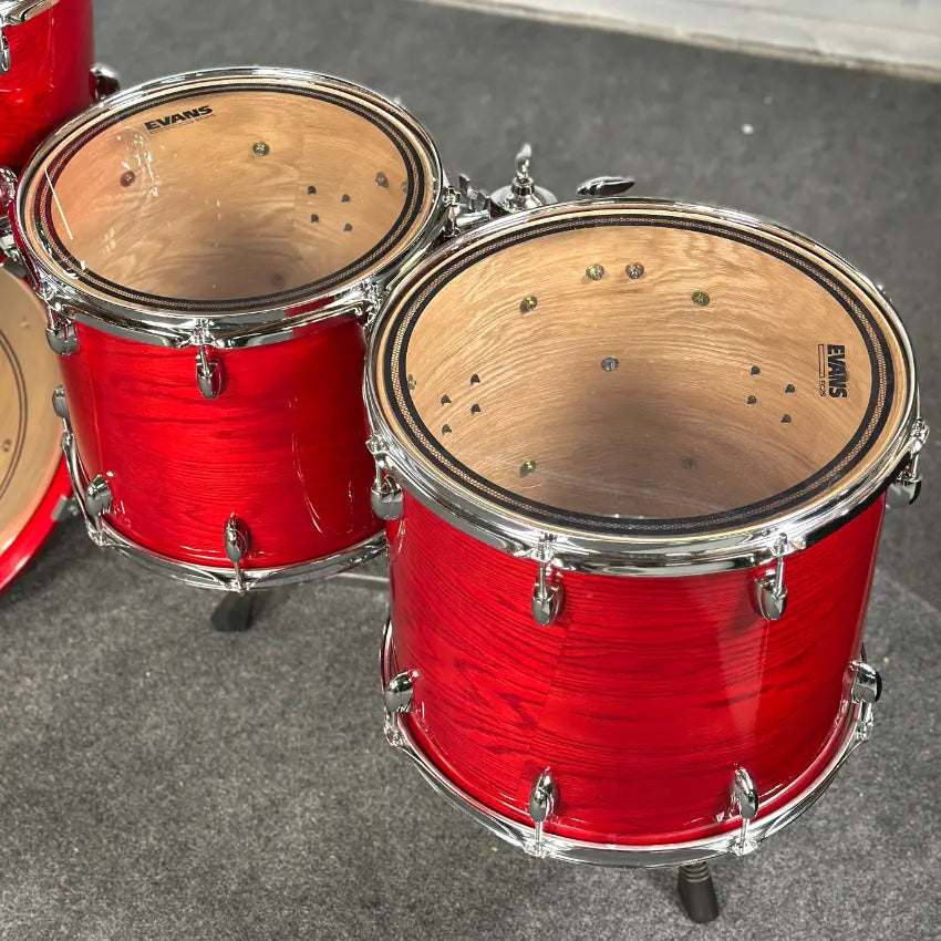 Used Yamaha Oak Custom 7pc Drum Set Red Gloss - Very Good - Drum Center Of Portsmouth