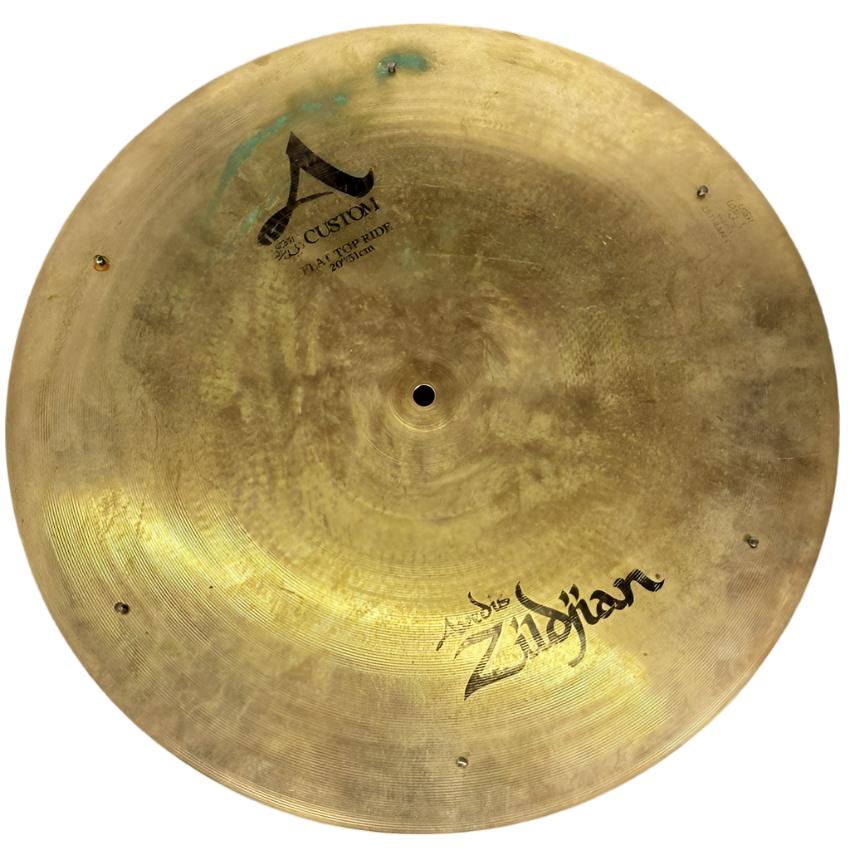 Used Zildjian A Custom Flat Top Ride Cymbal 20" w/Rivets 2374 grams - Drum Center Of Portsmouth