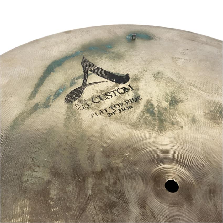 Used Zildjian A Custom Flat Top Ride Cymbal 20" w/Rivets 2374 grams - Drum Center Of Portsmouth