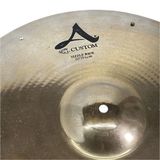 Used Zildjian A Custom Sizzle Ride Cymbal 20" 2244 grams - Drum Center Of Portsmouth
