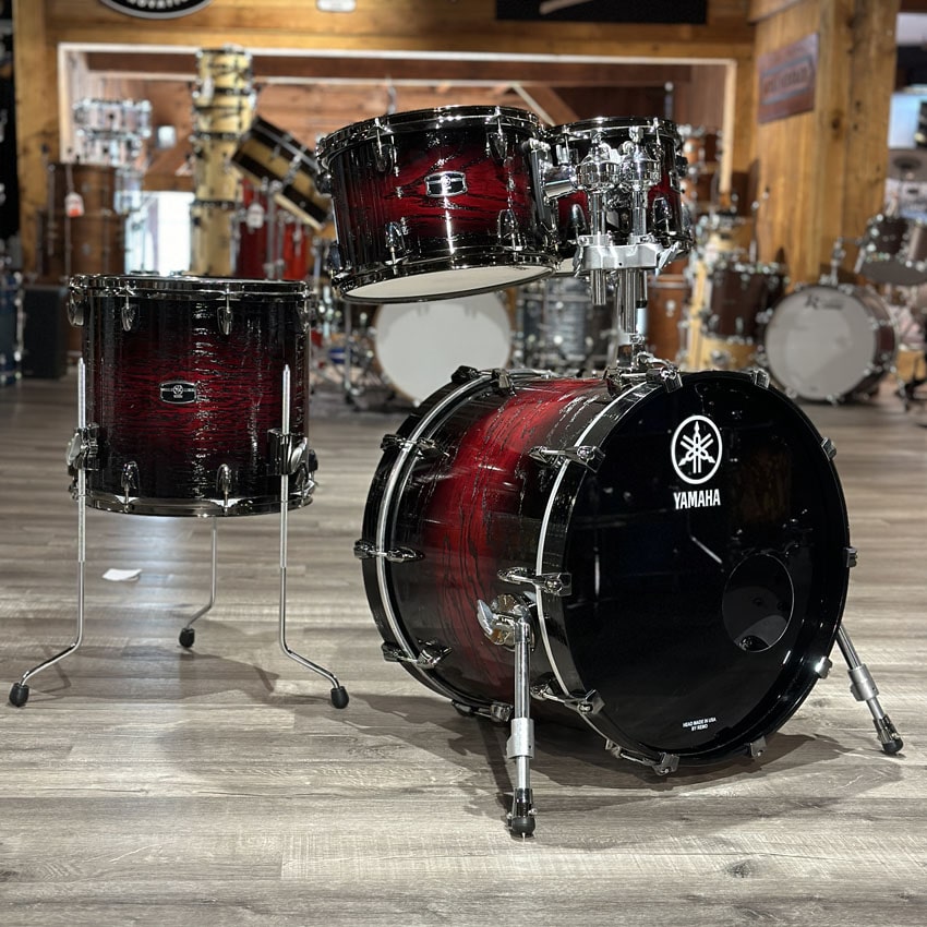 Used Yamaha Live Custom Hybrid 4pc Drum Set Uzu Magma Sunburst - Very Good - Drum Center Of Portsmouth