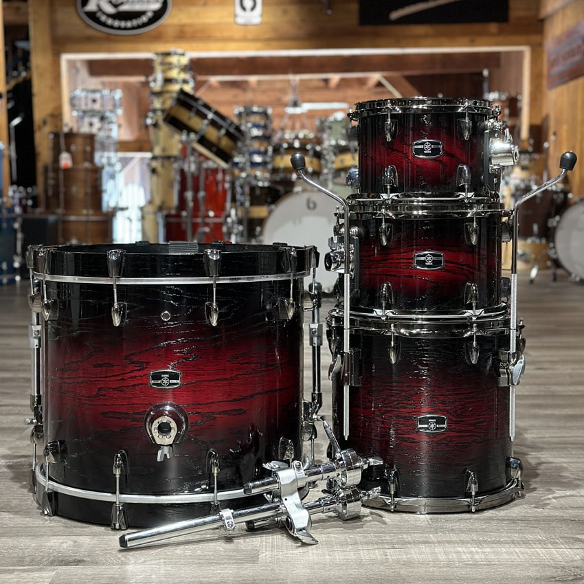 Used Yamaha Live Custom Hybrid 4pc Drum Set Uzu Magma Sunburst - Very Good - Drum Center Of Portsmouth