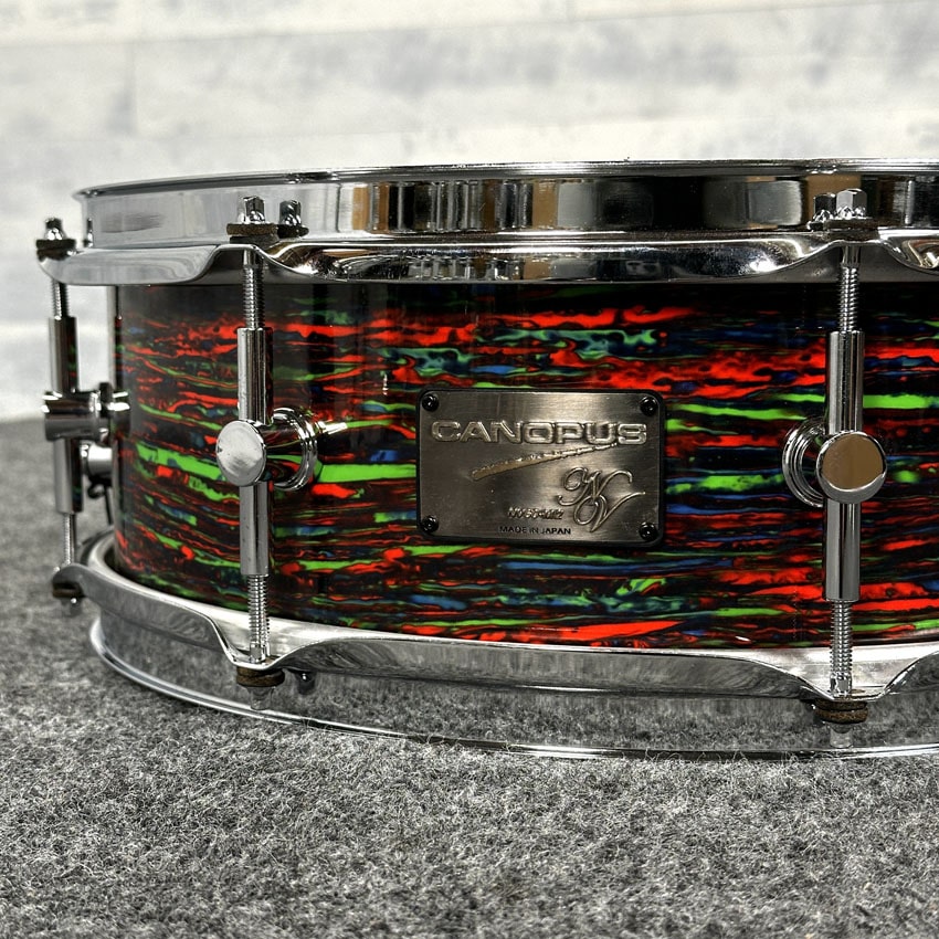 Used Canopus Neo Vintage M2 Snare Drum 14x5 Psychedelic Red - Very Good - Drum Center Of Portsmouth