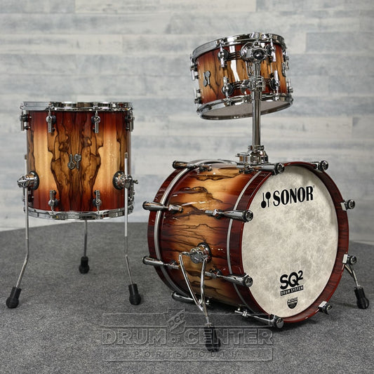 Sonor SQ2 Maple 3pc Drum Set Red Burst Fade Over African Marble - Drum Center Of Portsmouth