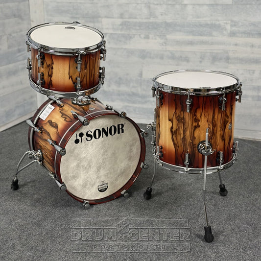 Sonor SQ2 Maple 3pc Drum Set Red Burst Fade Over African Marble - Drum Center Of Portsmouth