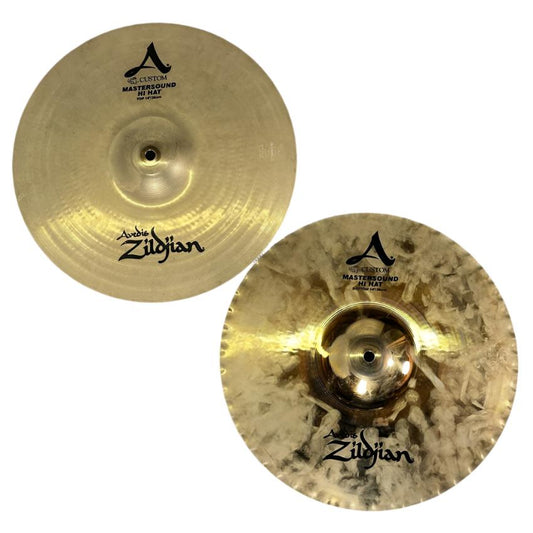 Used Zildjian A Custom Mastersound Hi Hat Cymbals 14" - Good - Drum Center Of Portsmouth