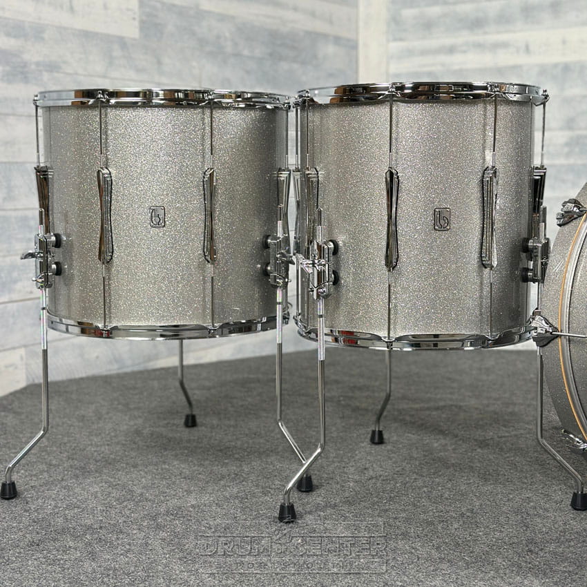 British Drum Company Lounge 4pc Rock Drum Set Sheffield Silver DEMO MODEL - Drum Center Of Portsmouth