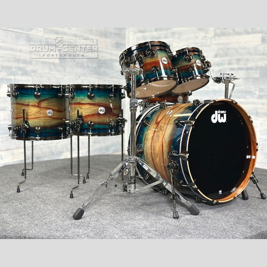 DW Collectors SonicPly 6pc Drum Set Regal Blue Burst Padauk w/Black Hardware - Drum Center Of Portsmouth