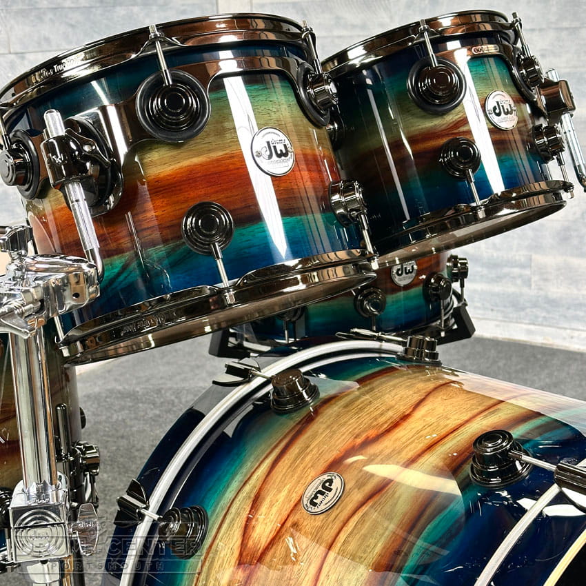 DW Collectors SonicPly 6pc Drum Set Regal Blue Burst Padauk w/Black Hardware - Drum Center Of Portsmouth