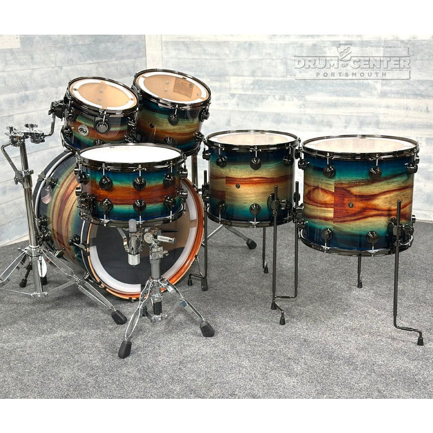 DW Collectors SonicPly 6pc Drum Set Regal Blue Burst Padauk w/Black Hardware - Drum Center Of Portsmouth