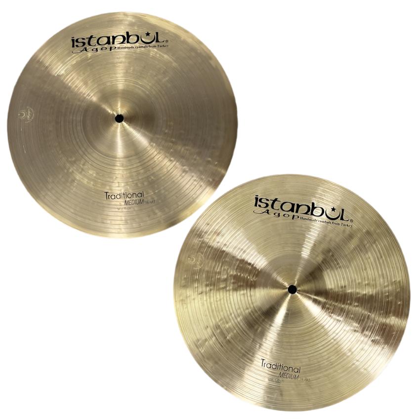 Used Istanbul Agop Traditional Medium Hi Hat Cymbals 14" 1015/1158g - Drum Center Of Portsmouth