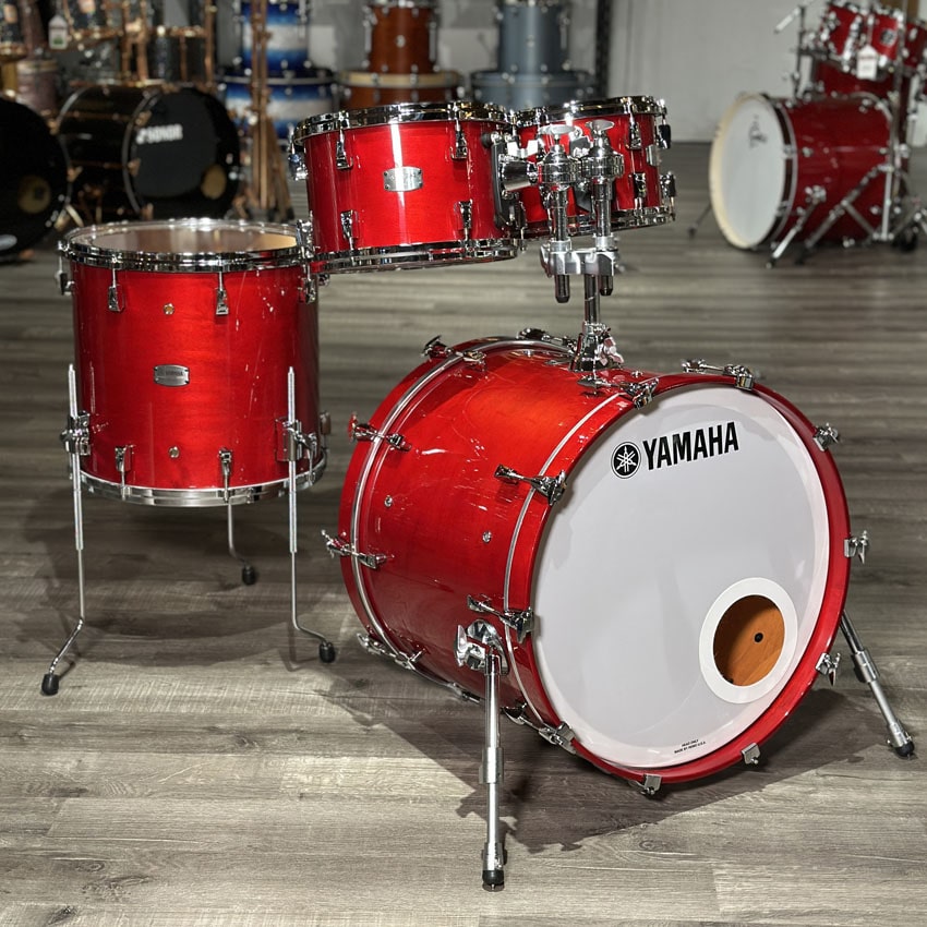 Used Yamaha Absolute Hybrid Maple 4pc Drum Set Red Autumn - Very Good - Drum Center Of Portsmouth