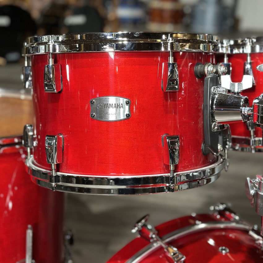 Used Yamaha Absolute Hybrid Maple 4pc Drum Set Red Autumn - Very Good - Drum Center Of Portsmouth