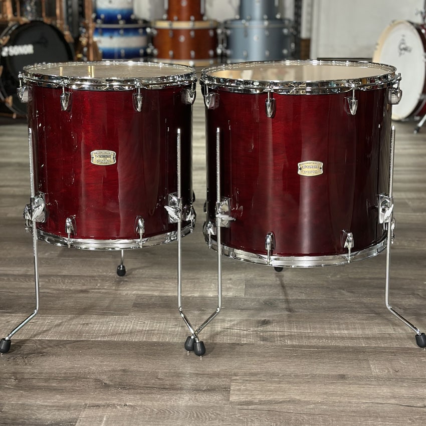 Used Yamaha Stage Custom Birch 8pc Double Bass Drum Set Cranberry Red - Drum Center Of Portsmouth