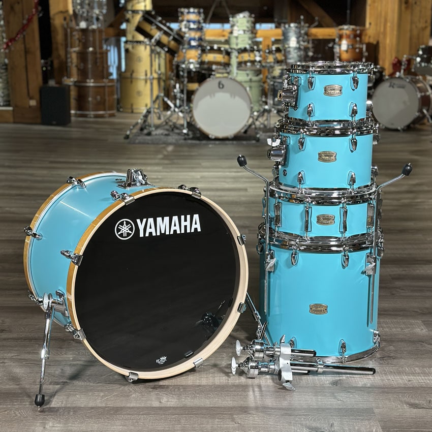 Used Yamaha Stage Custom Birch 5pc Drum Set Matte Surf Green - Very Good - Drum Center Of Portsmouth